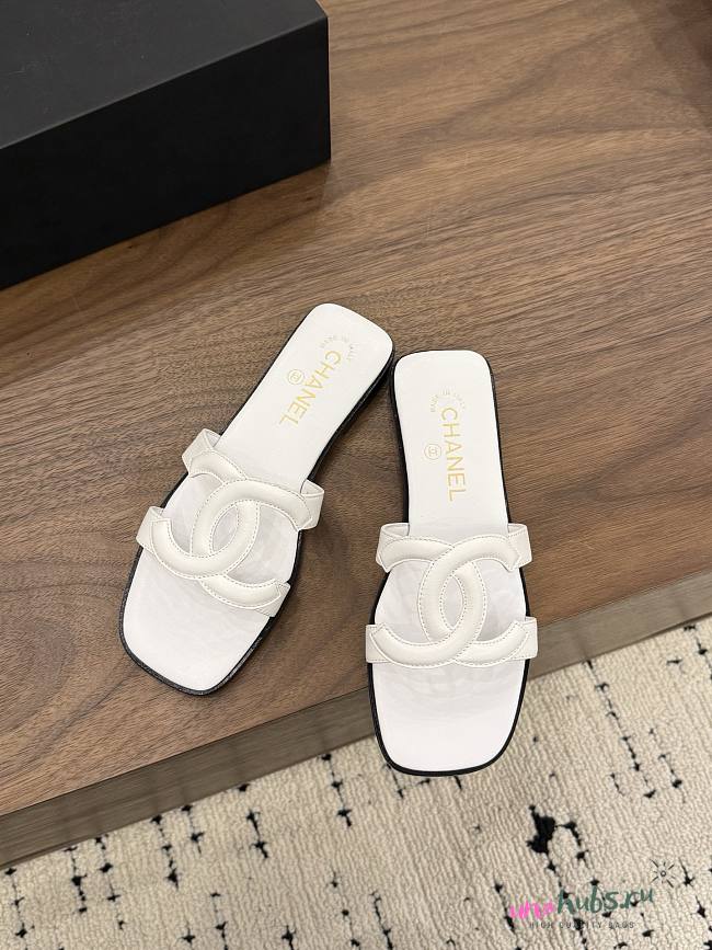 Chanel White Slides 02 - 1