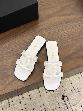 Chanel White Slides 02