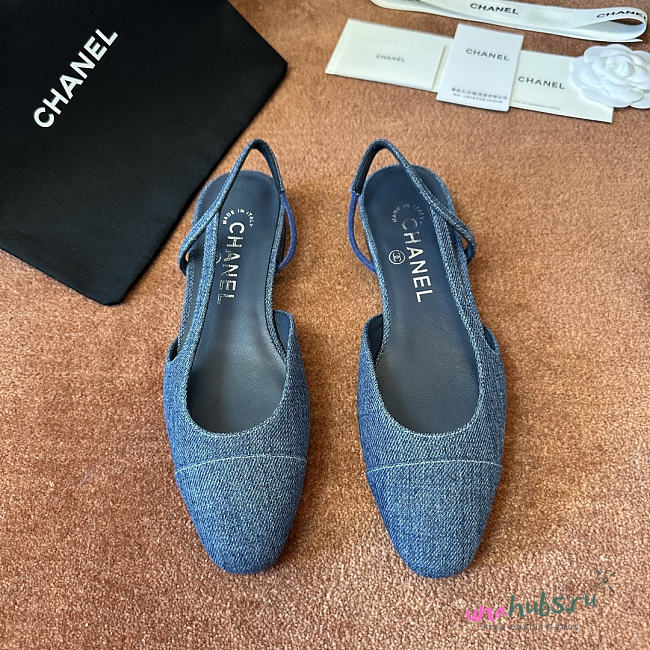 Chanel Denim Slingback Flat - Unahubs - 1