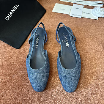Chanel Denim Slingback Flat - Unahubs