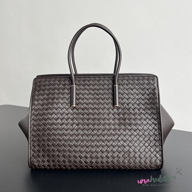 Bottega Veneta Barbara leather tote dark brown 37x27x24cm - Unahubs - 1