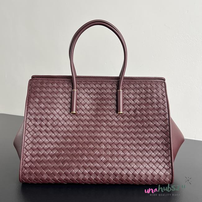 Bottega Veneta Barbara leather tote burgundy 37x27x24cm - Unahubs - 1
