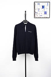 Miu Miu Cashmere navy blue polo sweater - Unahubs - 1