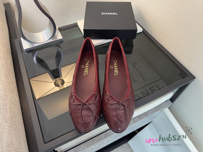 Chanel Ballerina Flat Burgundy  - 1
