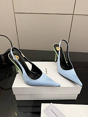 YSL Deroche slingback pumps in satin crepe blue 11cm - 1