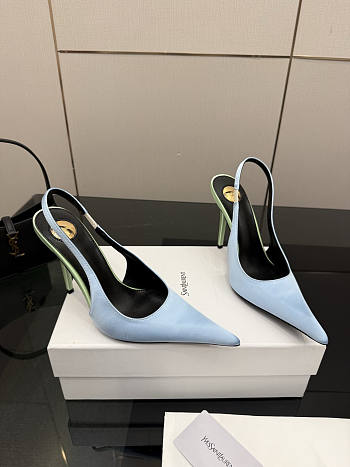 YSL Deroche slingback pumps in satin crepe blue 11cm
