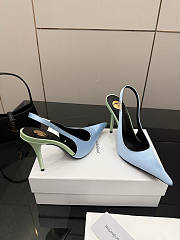YSL Deroche slingback pumps in satin crepe blue 11cm - 4