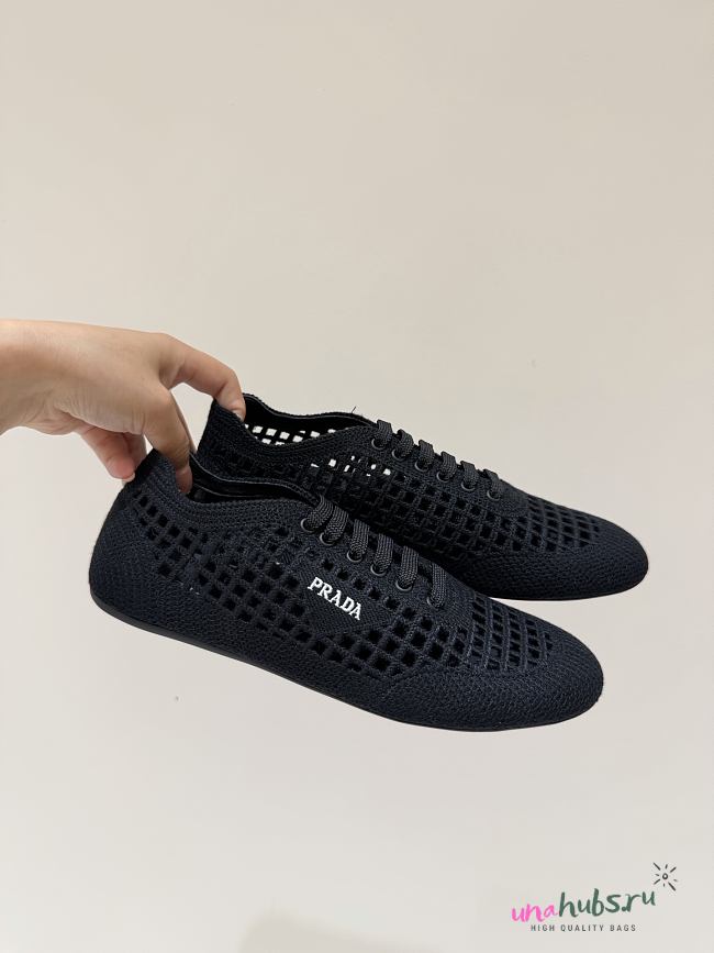Prada Collapse crochet laced sneakers black - Unahubs - 1