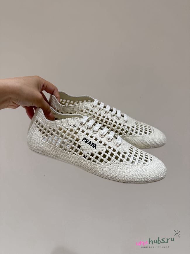 Prada Collapse crochet laced sneakers White - Unahubs - 1
