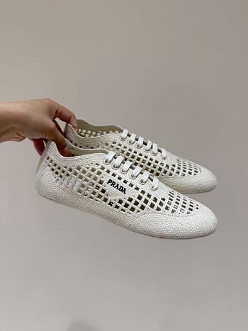 Prada Collapse crochet laced sneakers White - Unahubs