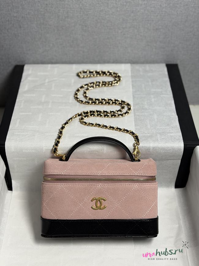 Chanel Vanity Suede Calfskin pink Black 17x19.5x5cm - Unahubs - 1