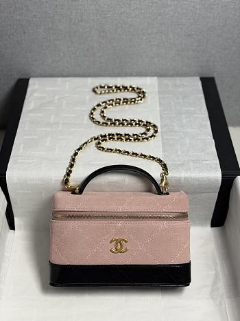 Chanel Vanity Suede Calfskin pink Black 17x19.5x5cm - Unahubs