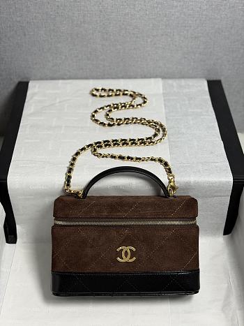 Chanel Vanity Suede Calfskin dark brown Black 17x19.5x5cm - Unahubs