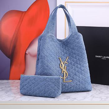 YSL Icare Blue denim Bag 58x43x8cm - Unahubs