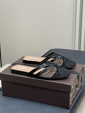 Alaïa Infradito Fishnet Thong Slide