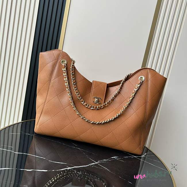 Chanel Shopping Tote Bag Brown Caviar 54x33x15cm - 1
