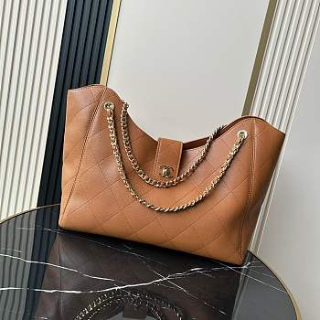 Chanel Shopping Tote Bag Brown Caviar 54x33x15cm