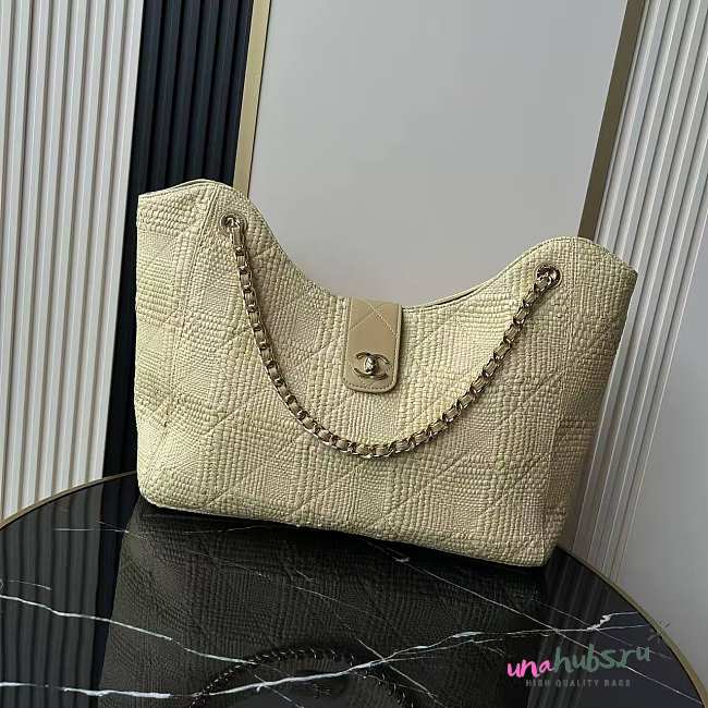 Chanel Shopping Tote Bag Beige Raffia 54x33x15cm - 1