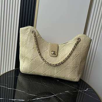 Chanel Shopping Tote Bag Beige Raffia 54x33x15cm