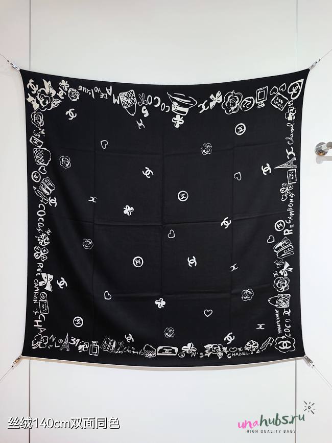 Chanel Black Scarf 140x140cm - 1