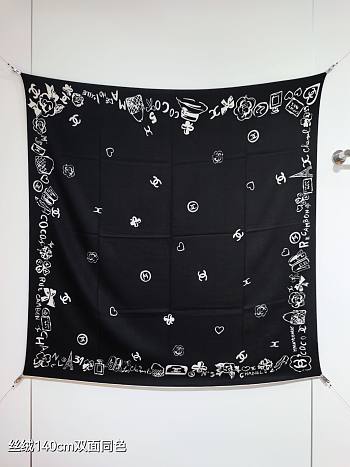 Chanel Black Scarf 140x140cm