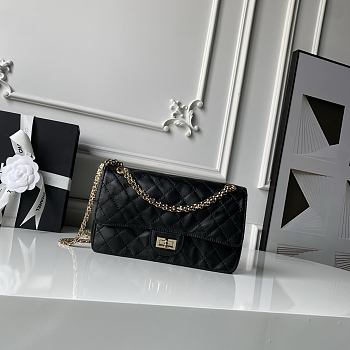 Chanel 26S Crushed Flap Bag Black Lambskin 24x16x7.5cm