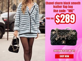 Chanel charm black smooth leather flap bag