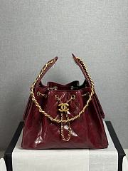 Chanel Small Handbag Shiny Crumpled Calfskin burgundy 30x26x14cm - Unahubs - 1
