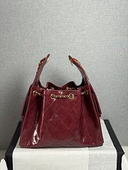 Chanel Small Handbag Shiny Crumpled Calfskin burgundy 30x26x14cm - Unahubs - 3