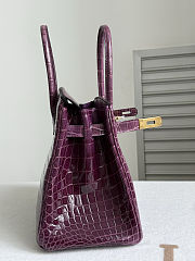 Hermes Birkin Purple Crocodile Gold  - 5