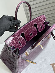 Hermes Birkin Purple Crocodile Gold  - 4