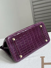 Hermes Birkin Purple Crocodile Gold  - 2