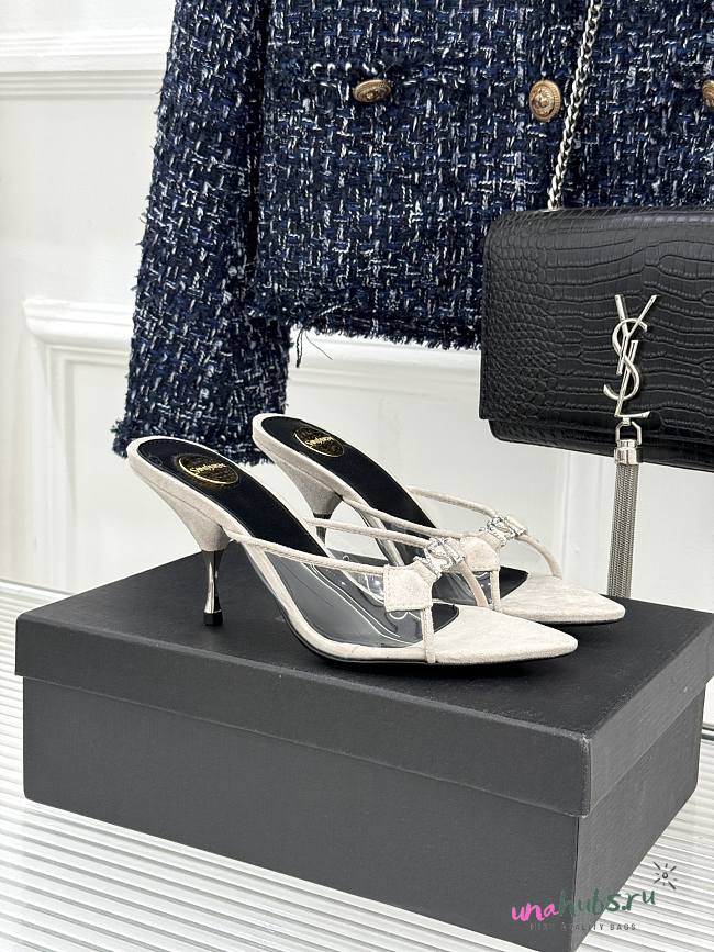 YSL Jerry mules in TPU and rhinestones white 8cm - 1