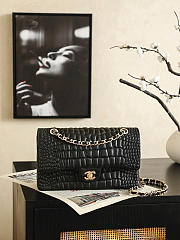 Chanel Medium Flap Bag black gold 25cm - Unahubs - 1