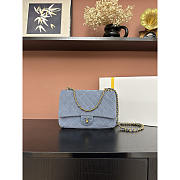 Chanel Medium Flap Bag Suede blue 24x17x7cm - Unahubs - 1
