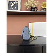 Chanel Medium Flap Bag Suede blue 24x17x7cm - Unahubs - 5