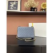 Chanel Medium Flap Bag Suede blue 24x17x7cm - Unahubs - 3