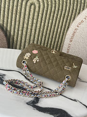 Chanel Medium Flap Bag Green canvas 25cm - 5
