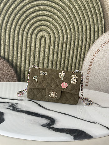 Chanel Mini Flap Bag Green canvas 25cm