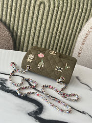 Chanel Mini Flap Bag Green canvas 25cm - 5