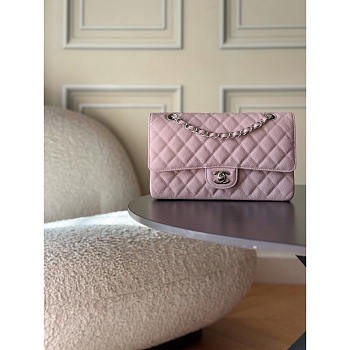 Chanel Medium Flap Bag Caviar Light pink Silver 25cm