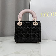 Dior Mini Lady Bag Strap Black and Rose 17x15x7cm - Unahubs - 4