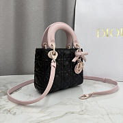 Dior Mini Lady Bag Strap Black and Rose 17x15x7cm - Unahubs - 3
