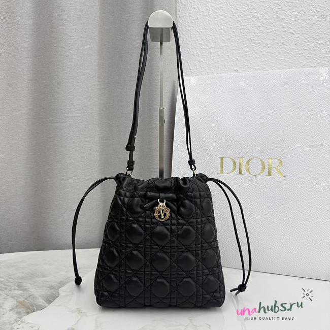 Dior Adiorable Mini Bucket Bag Black Lambskin 22x20x5.5cm - Unahubs - 1