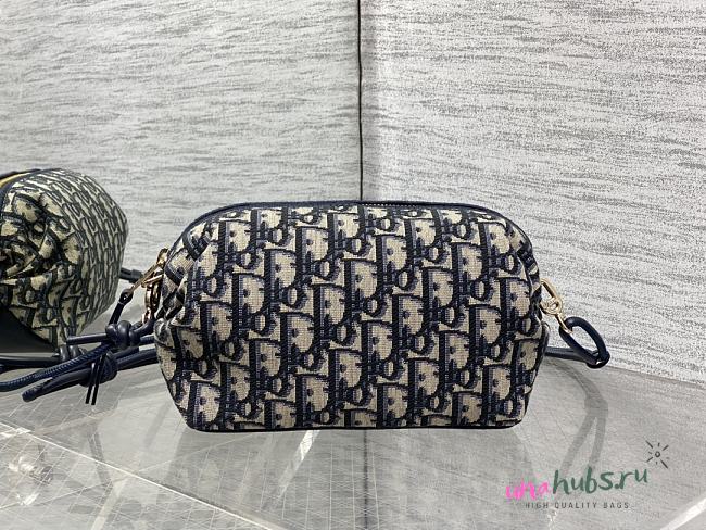 Dior Bow Pouch Blue Oblique 20x11x8cm - 1