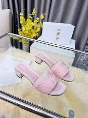 Dior Dioramour Dentelle Heeled Slide Soupir Pink 3.5cm - 1