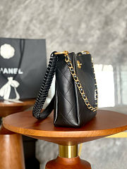 Chanel Calfskin Braided Handle Chain Hobo Black 25x26x7.5cm - 2