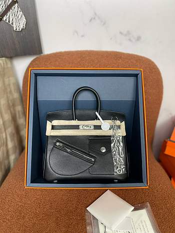 Hermes Birkin Rock 25 Black swift silver