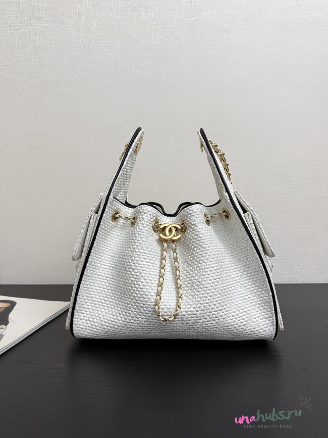 Chanel 25 Handbag Raffia white 30x26x14cm - 1