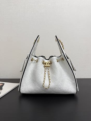 Chanel 25 Handbag Raffia white 30x26x14cm
